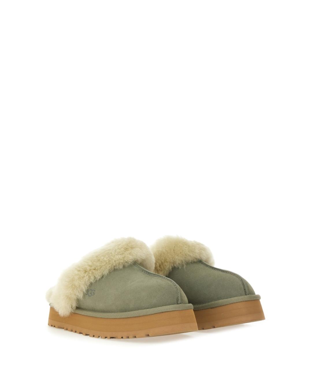 UGG AUSTRALIA Зеленые кожаные сабо, фото 2