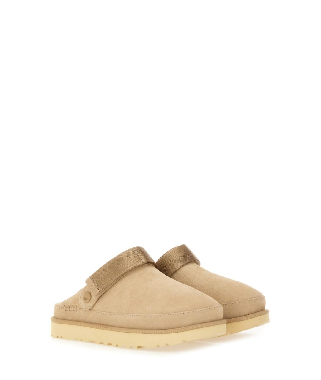 UGG AUSTRALIA Бежевые кожаные сабо, фото 2