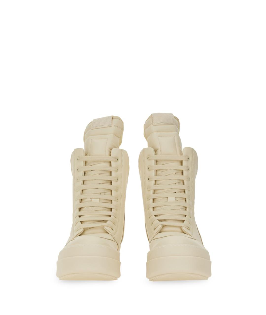 RICK OWENS Бежевые кожаные высокие кроссовки / кеды, фото 4
