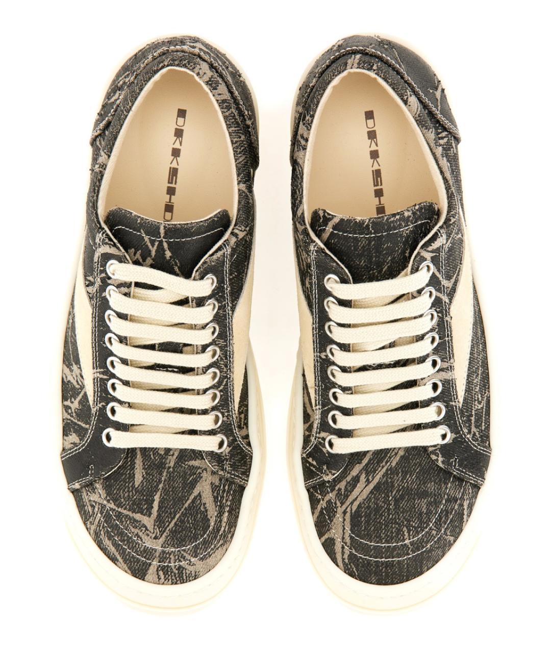 RICK OWENS DRKSHDW Антрацитовые текстильные кеды, фото 2