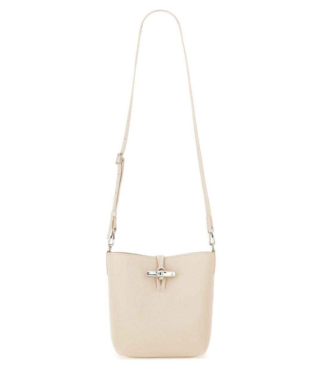 LONGCHAMP Белая кожаная сумка с короткими ручками, фото 4