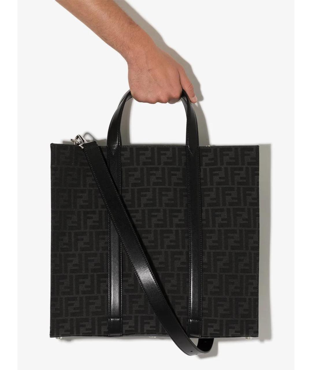 FENDI Антрацитовая синтетическая сумка тоут, фото 4