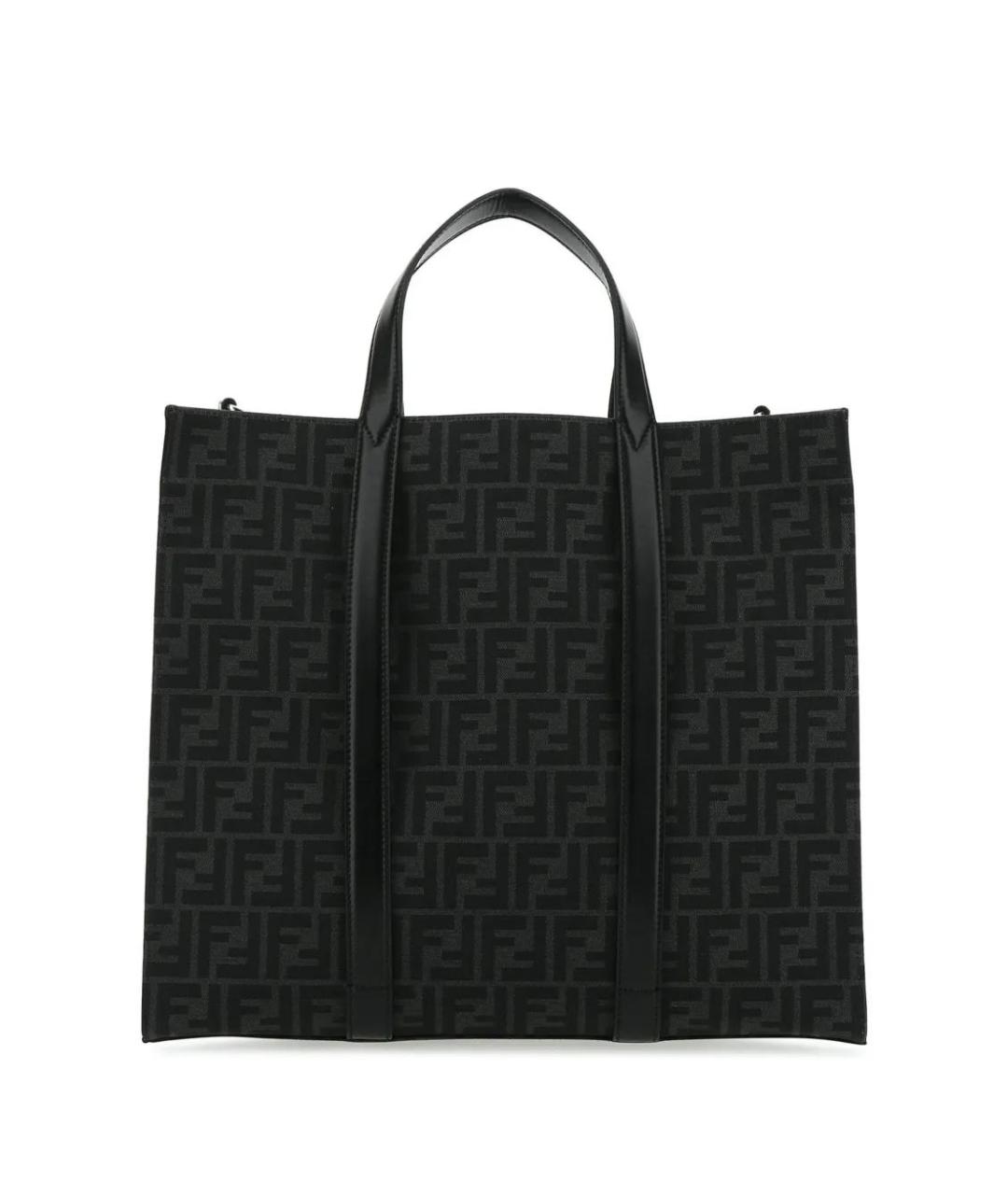 FENDI Антрацитовая синтетическая сумка тоут, фото 1