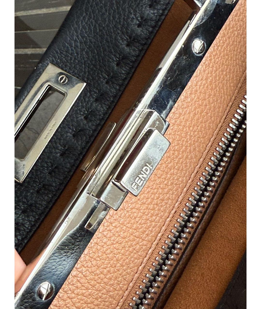 FENDI Черная кожаная сумка с короткими ручками, фото 6