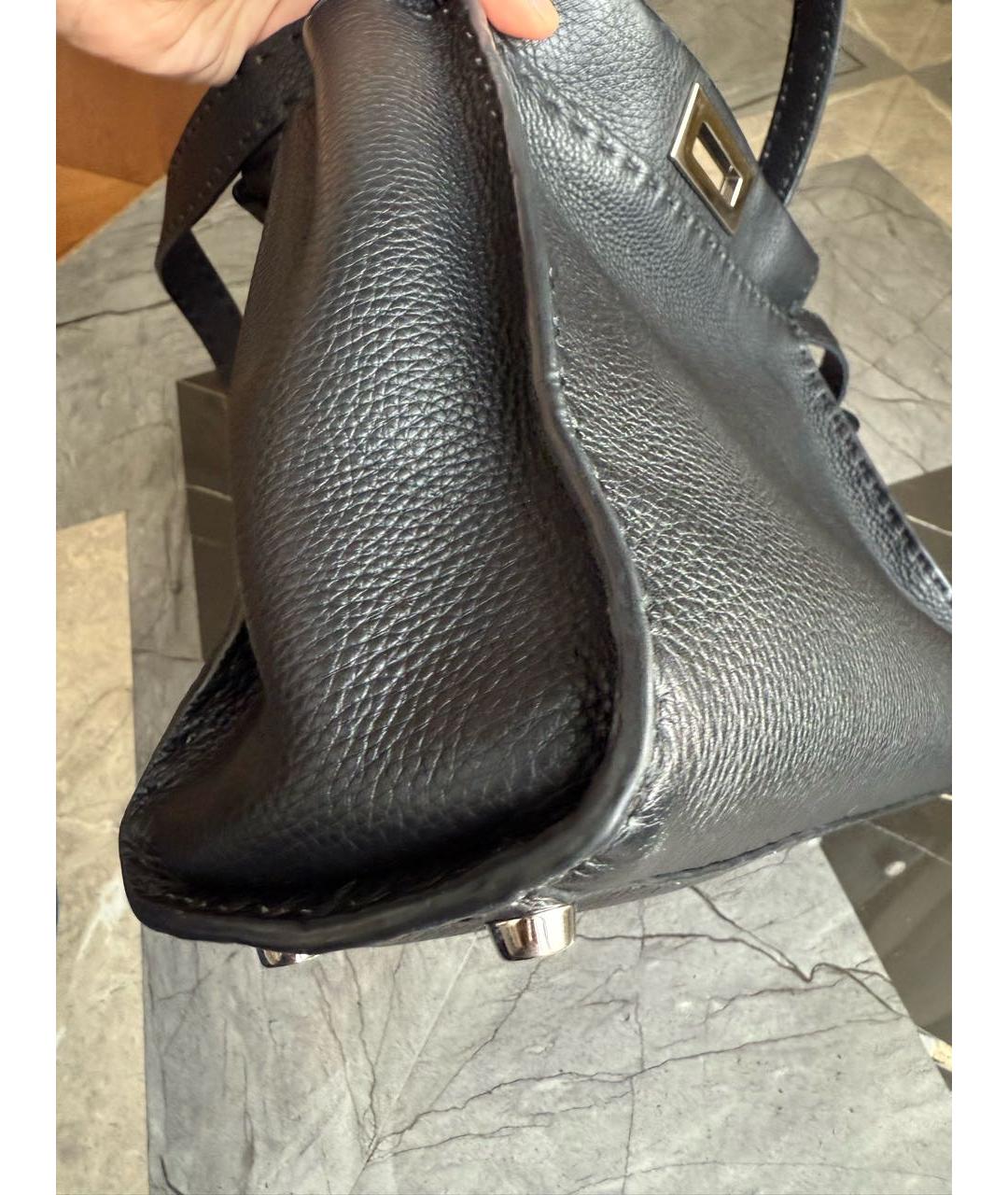 FENDI Черная кожаная сумка с короткими ручками, фото 2