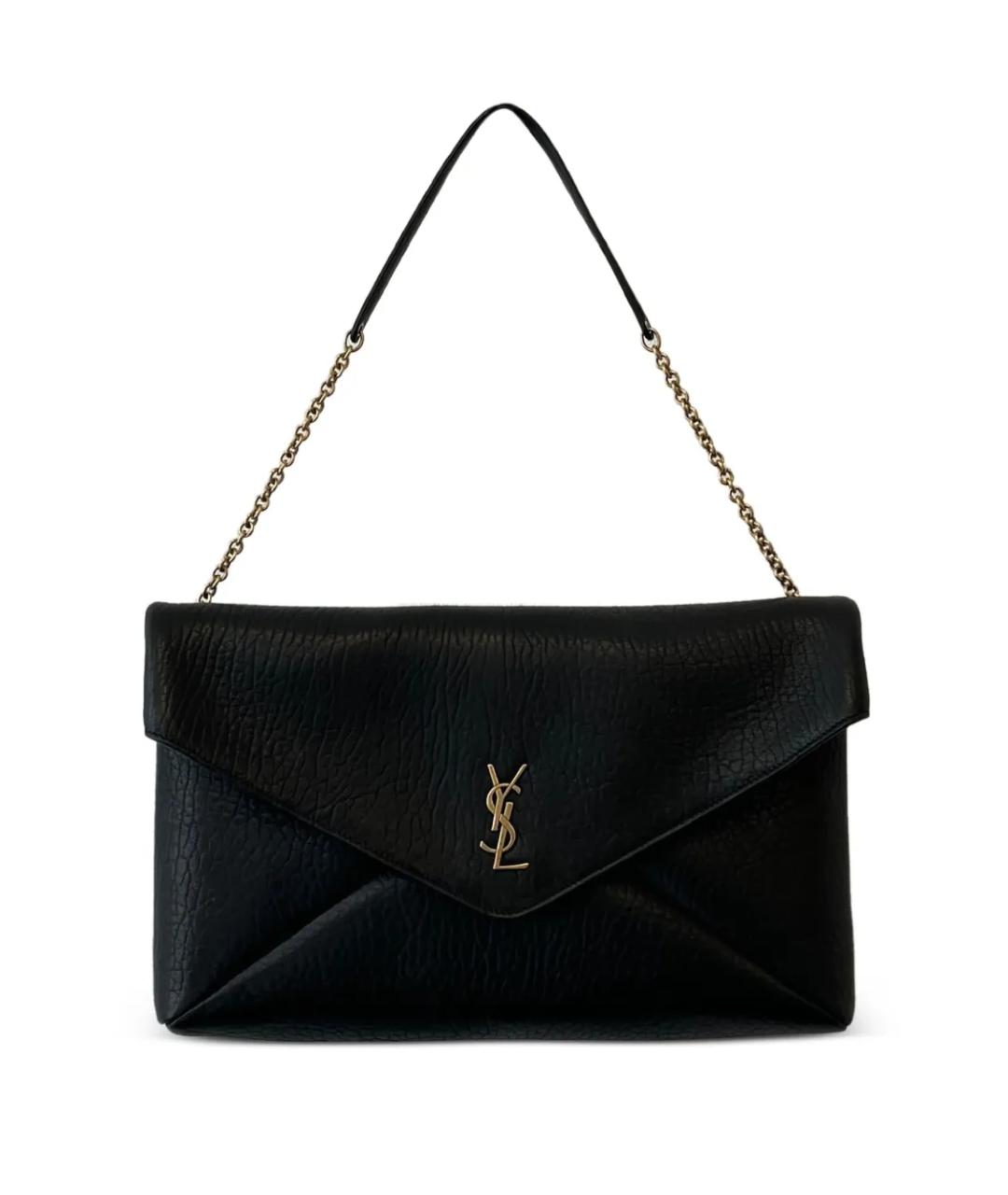 SAINT LAURENT Черная кожаная сумка с короткими ручками, фото 1
