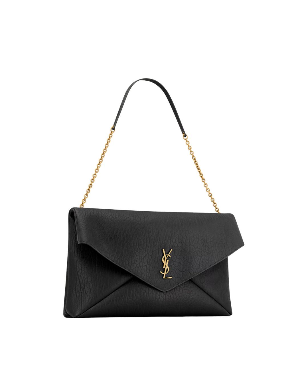 SAINT LAURENT Черная кожаная сумка с короткими ручками, фото 4