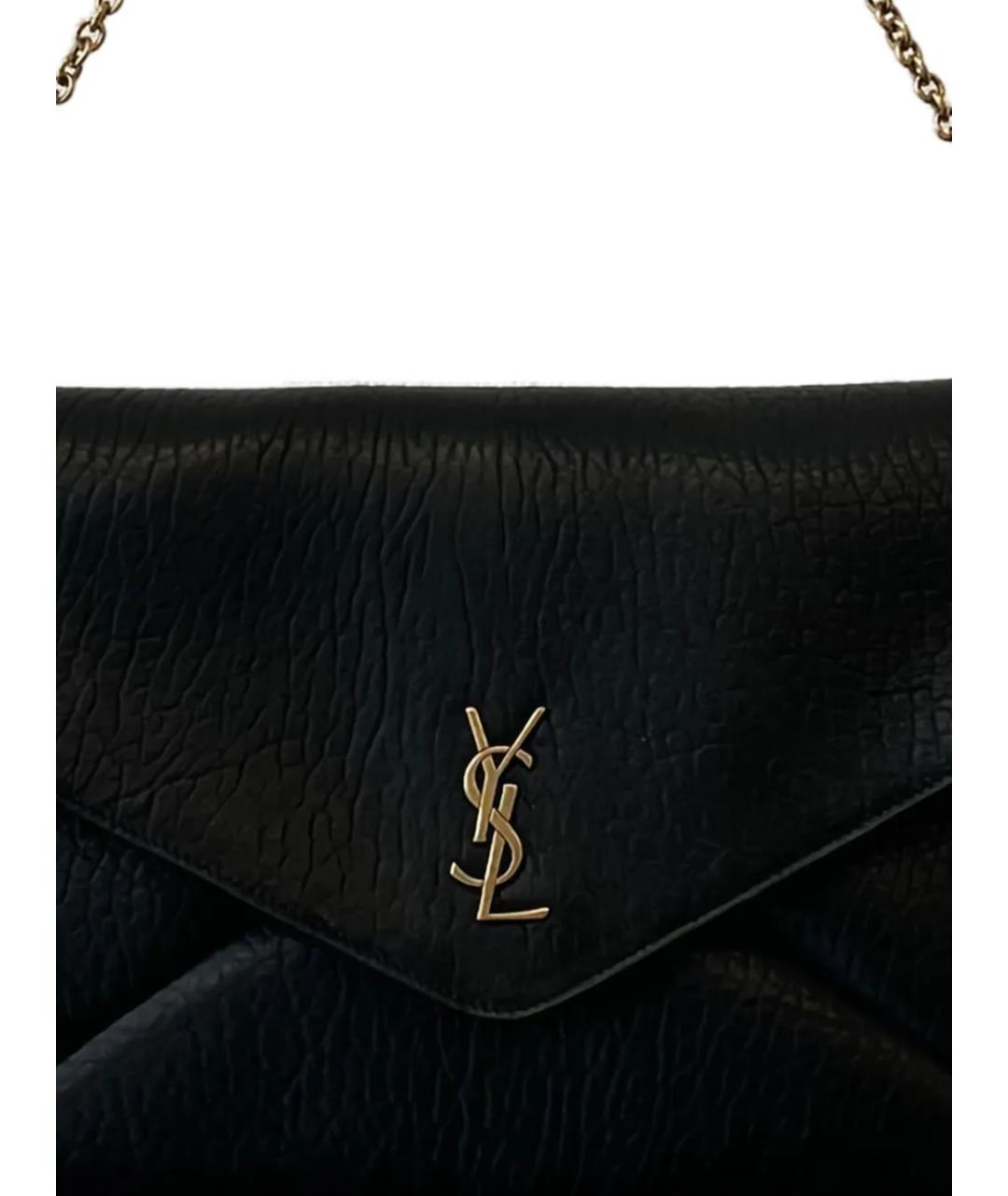 SAINT LAURENT Черная кожаная сумка с короткими ручками, фото 2