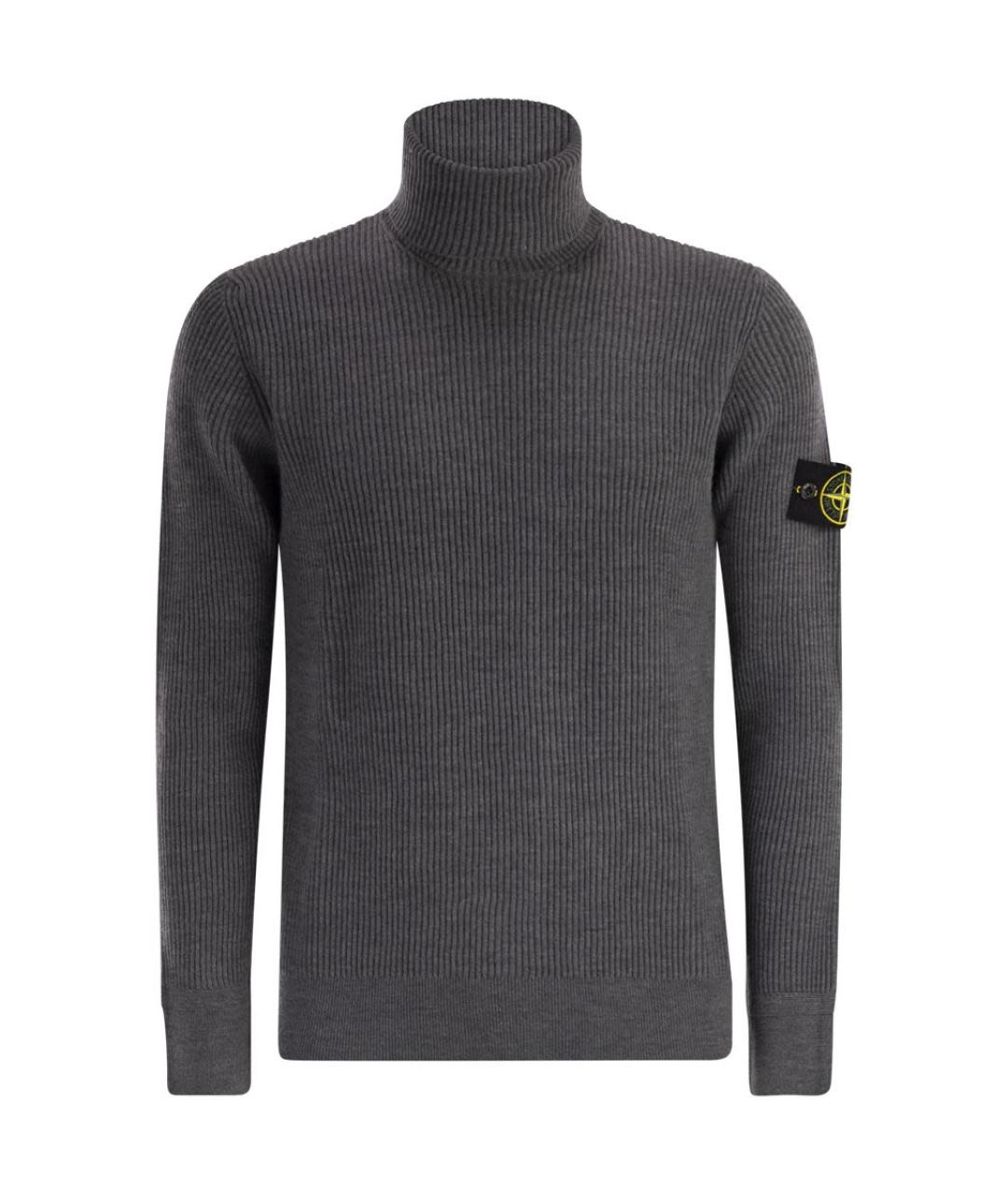 STONE ISLAND Антрацитовая шерстяная водолазка, фото 1
