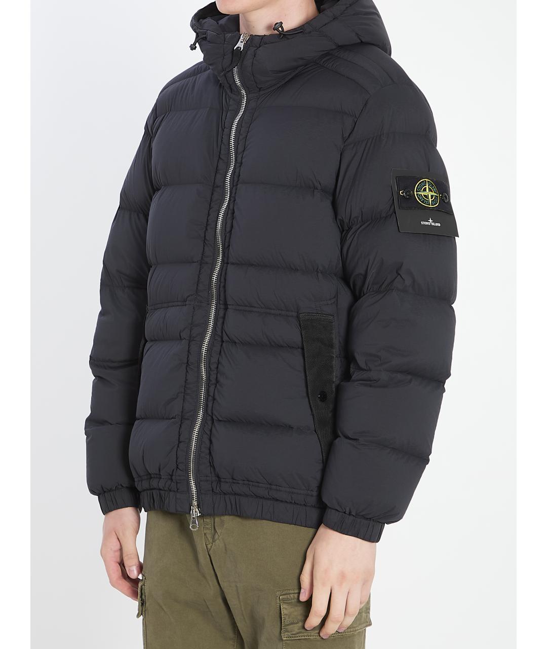 STONE ISLAND Черный полиэстеровый пуховик, фото 3