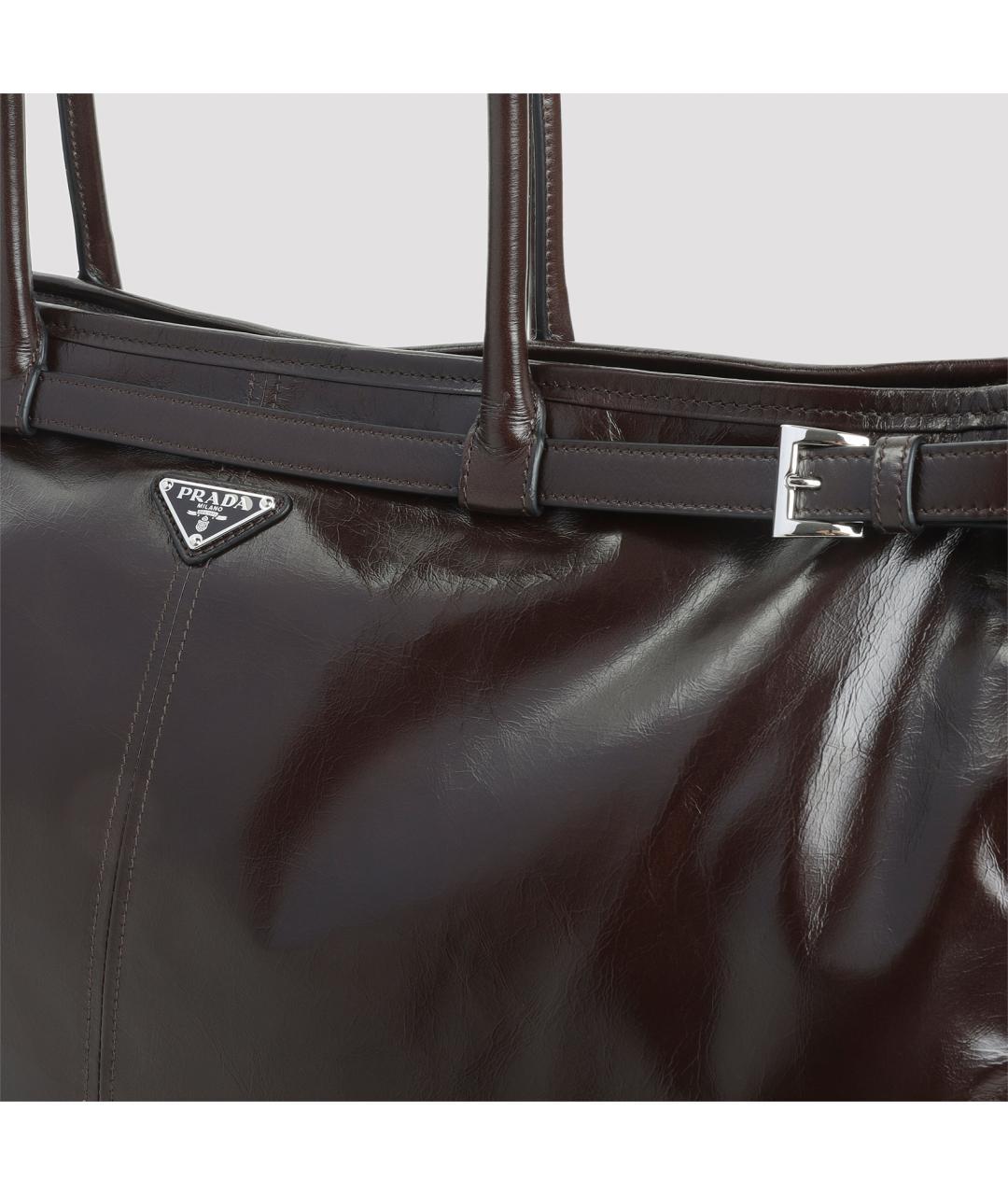 PRADA Коричневая кожаная сумка тоут, фото 4