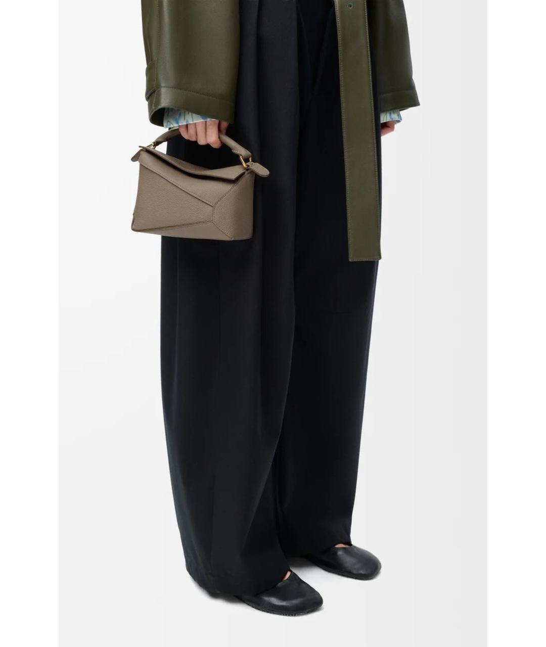 LOEWE Бежевая кожаная сумка через плечо, фото 2