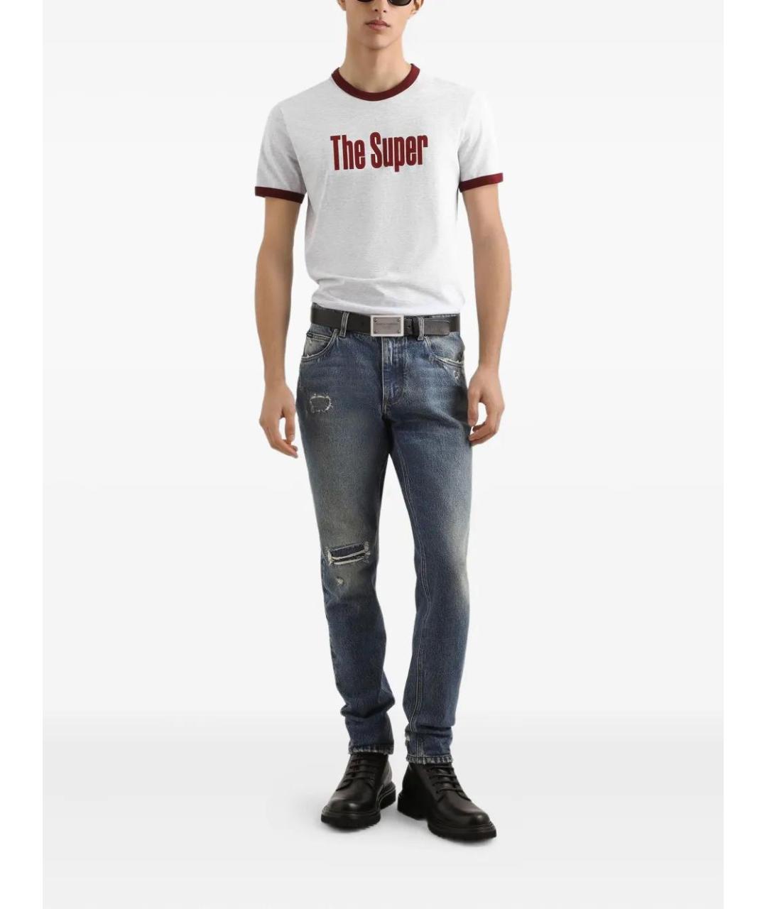 DOLCE&GABBANA Темно-синие хлопковые прямые джинсы, фото 2
