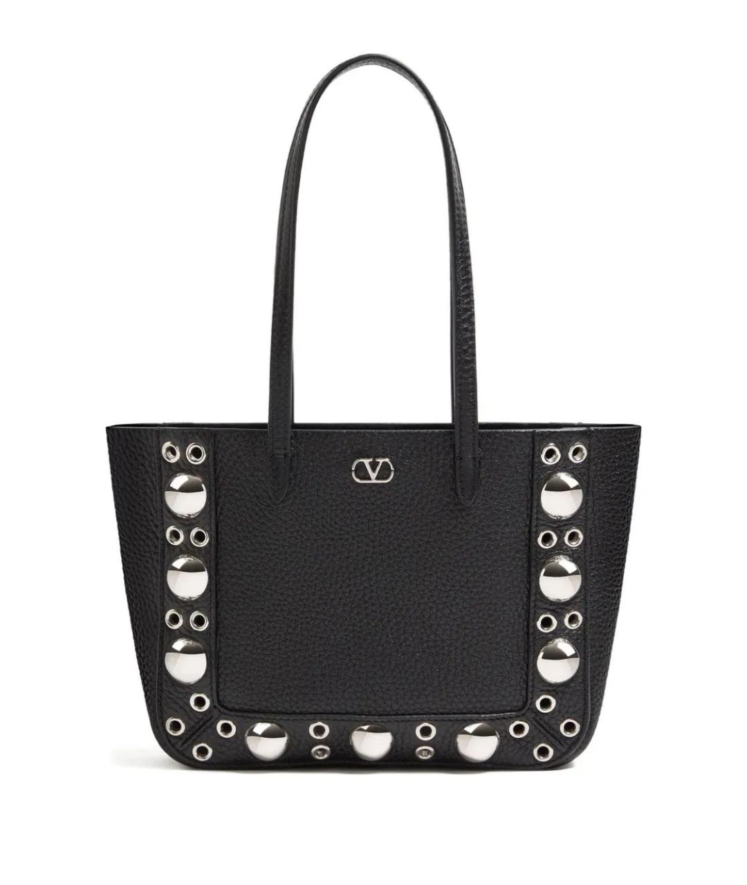 VALENTINO Черная кожаная сумка тоут, фото 1