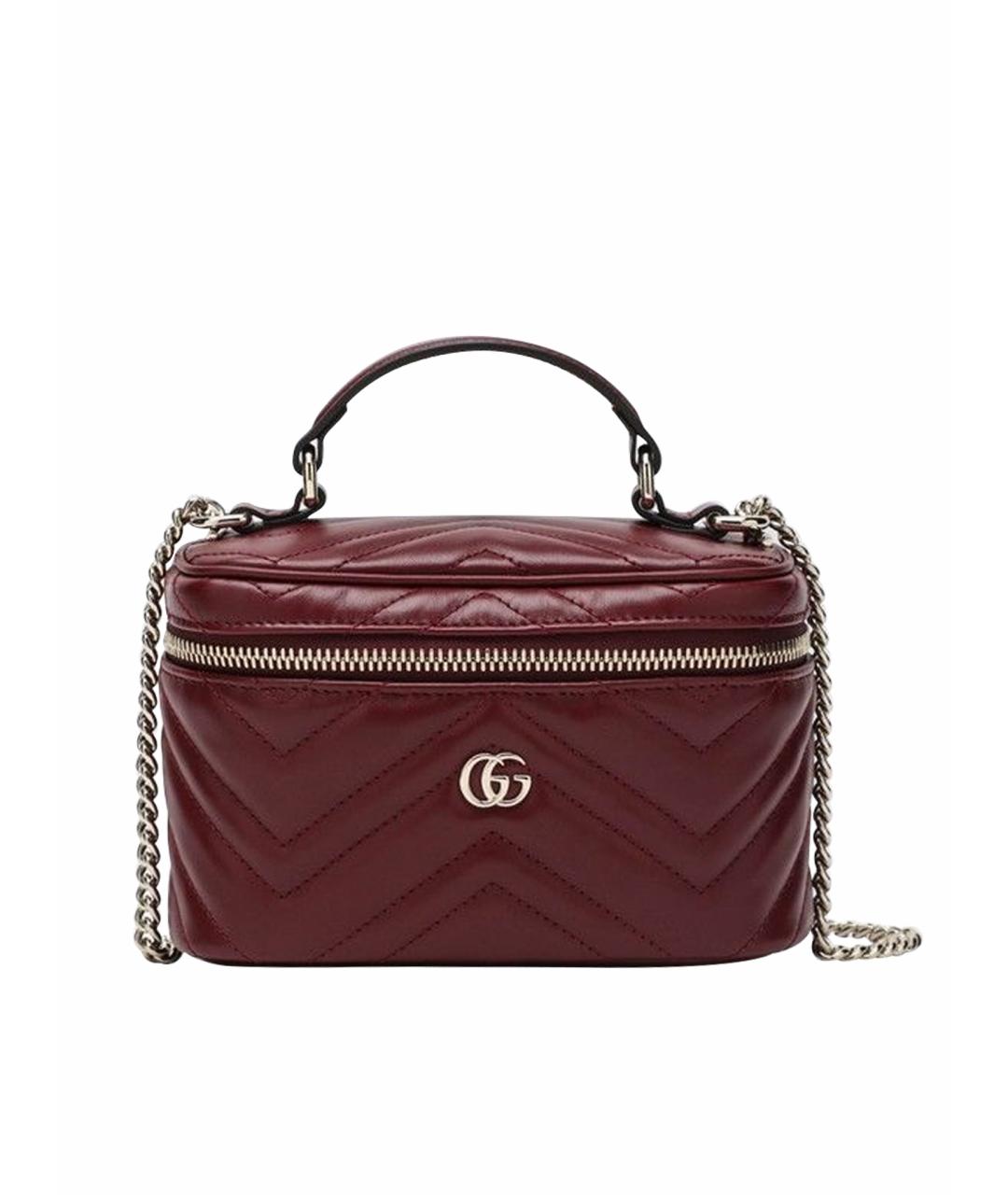 GUCCI Бордовая кожаная сумка с короткими ручками, фото 1