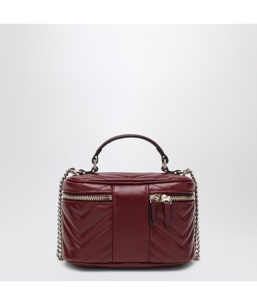 GUCCI Бордовая кожаная сумка с короткими ручками, фото 2