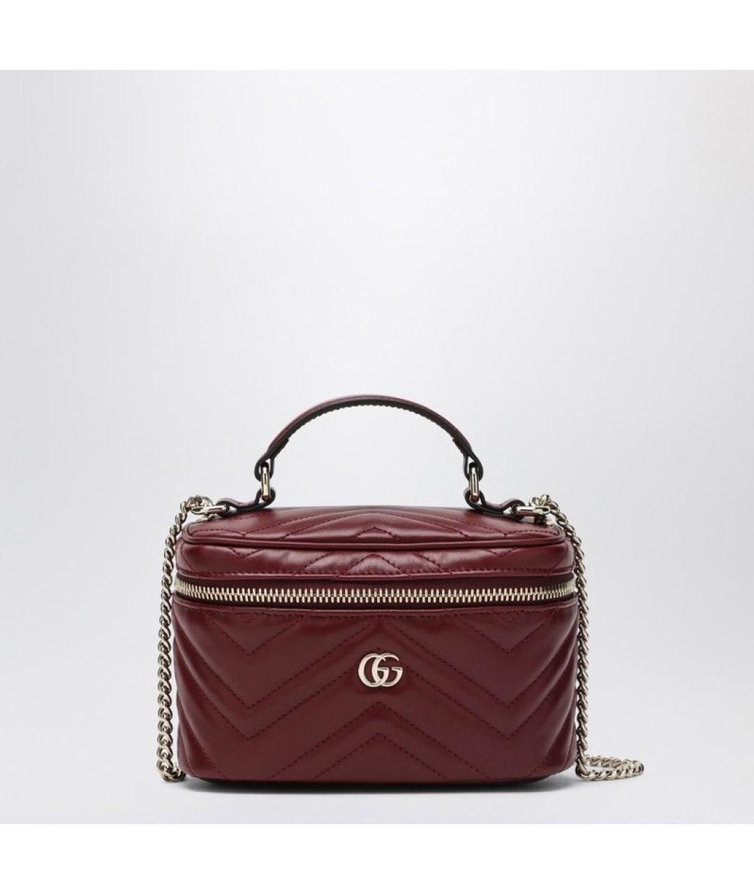 GUCCI Бордовая кожаная сумка с короткими ручками, фото 3