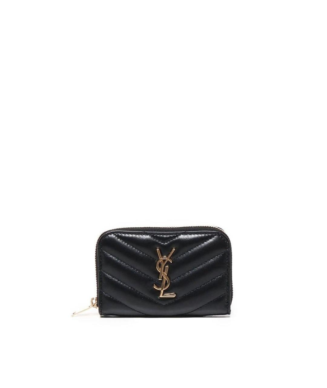 SAINT LAURENT Черный кожаный кошелек, фото 1