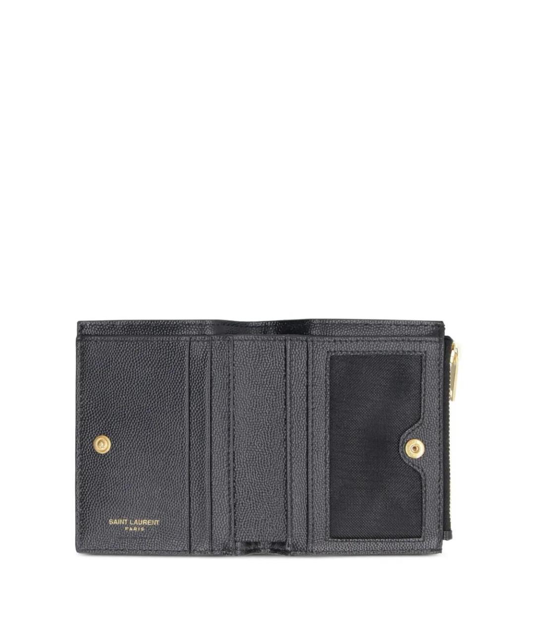SAINT LAURENT Черный кожаный кошелек, фото 3