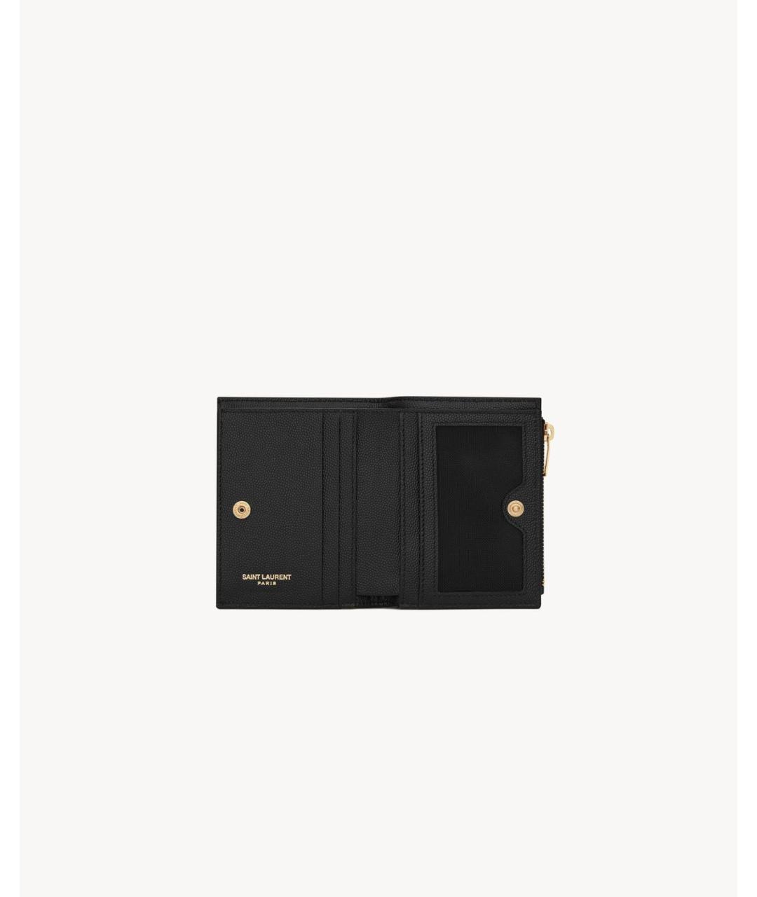 SAINT LAURENT Черный кожаный кошелек, фото 4
