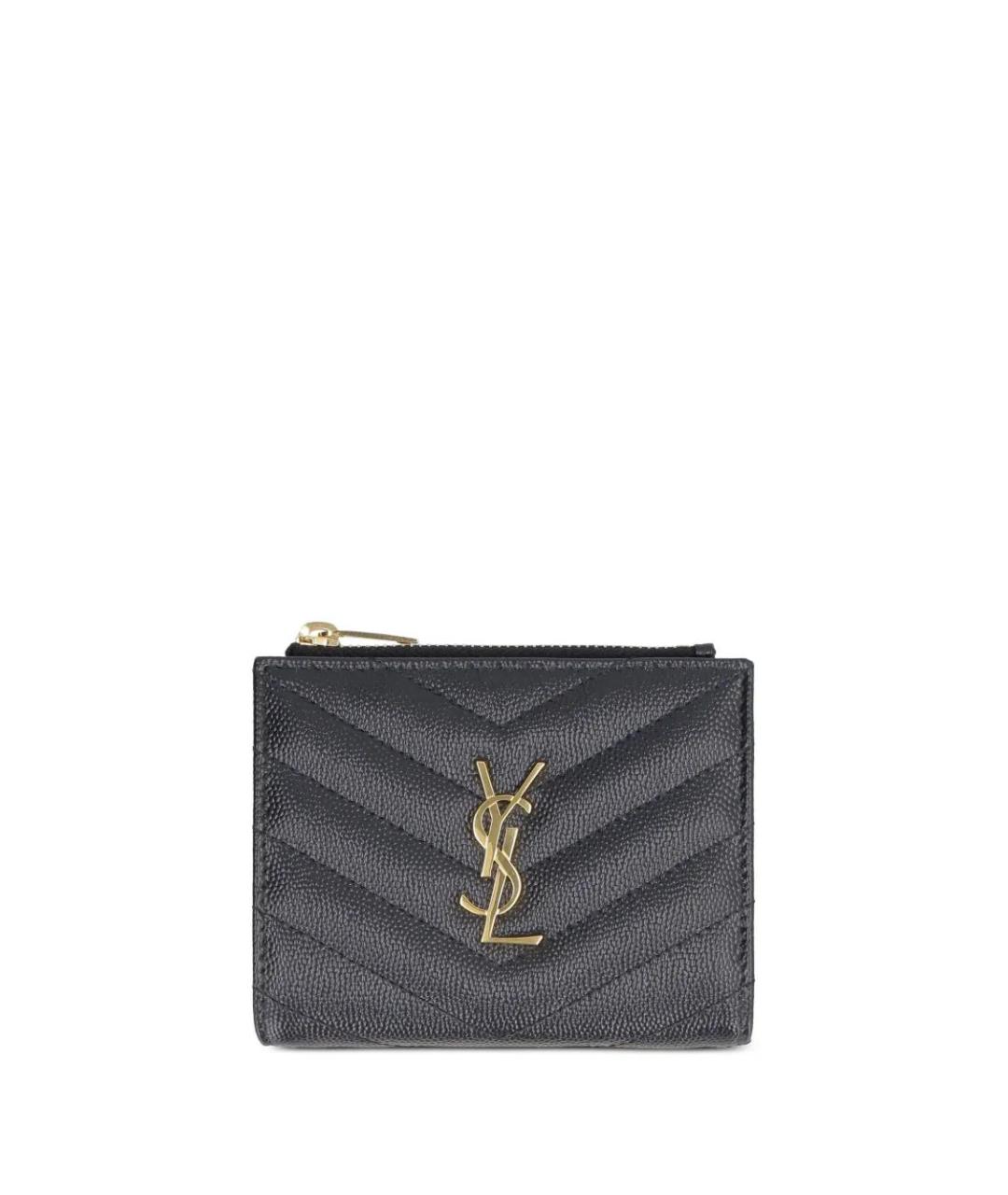 SAINT LAURENT Черный кожаный кошелек, фото 1