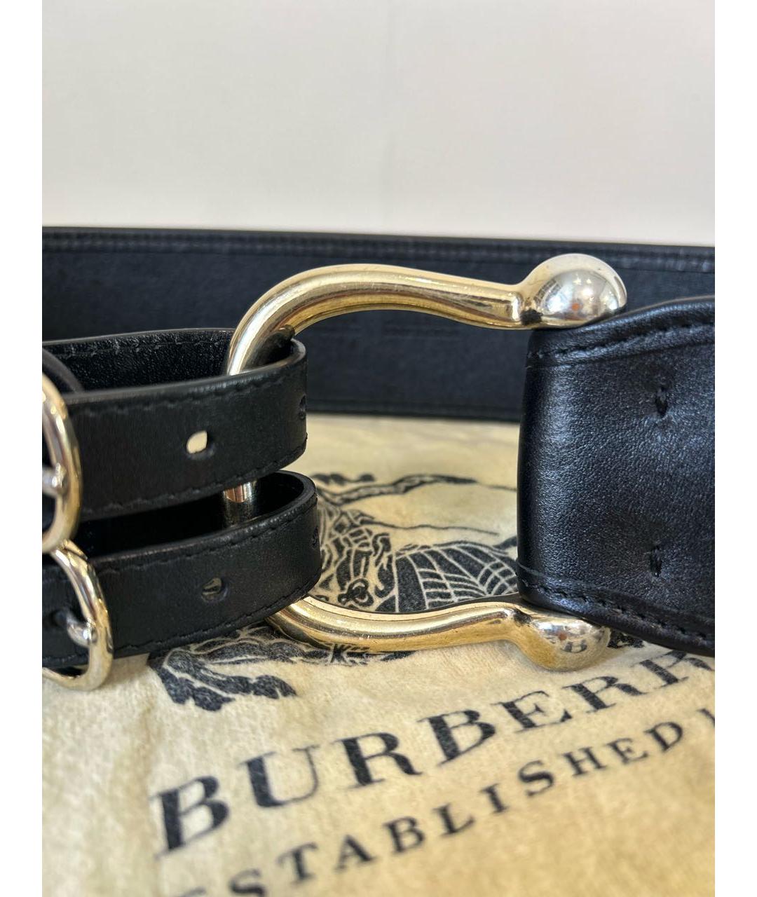 BURBERRY Черный кожаный ремень, фото 6