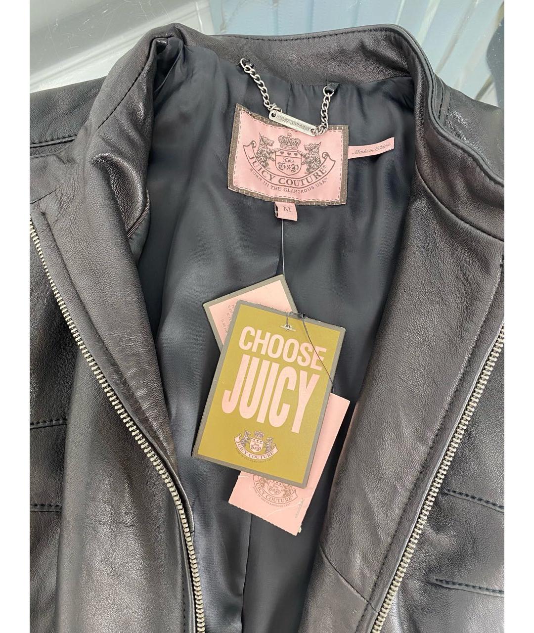 JUICY COUTURE Черная кожаная куртка, фото 3
