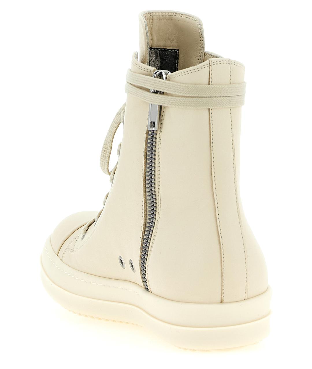 RICK OWENS Белые кожаные высокие кроссовки / кеды, фото 3