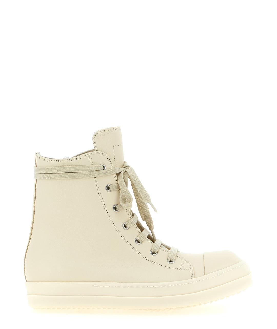 RICK OWENS Белые кожаные высокие кроссовки / кеды, фото 1