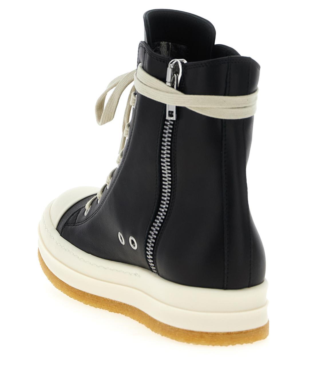 RICK OWENS Черные кожаные кеды, фото 3