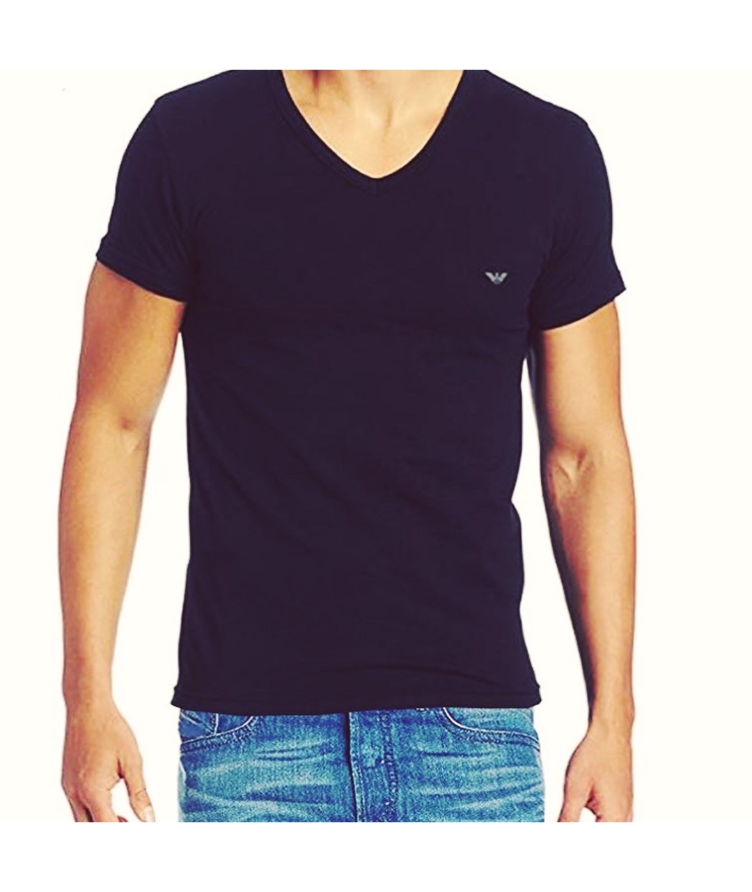 EMPORIO ARMANI Черная хлопковая футболка, фото 3