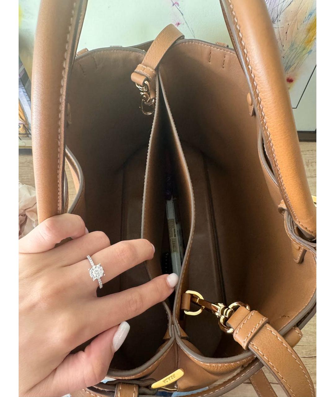 PRADA Коричневая кожаная сумка тоут, фото 5