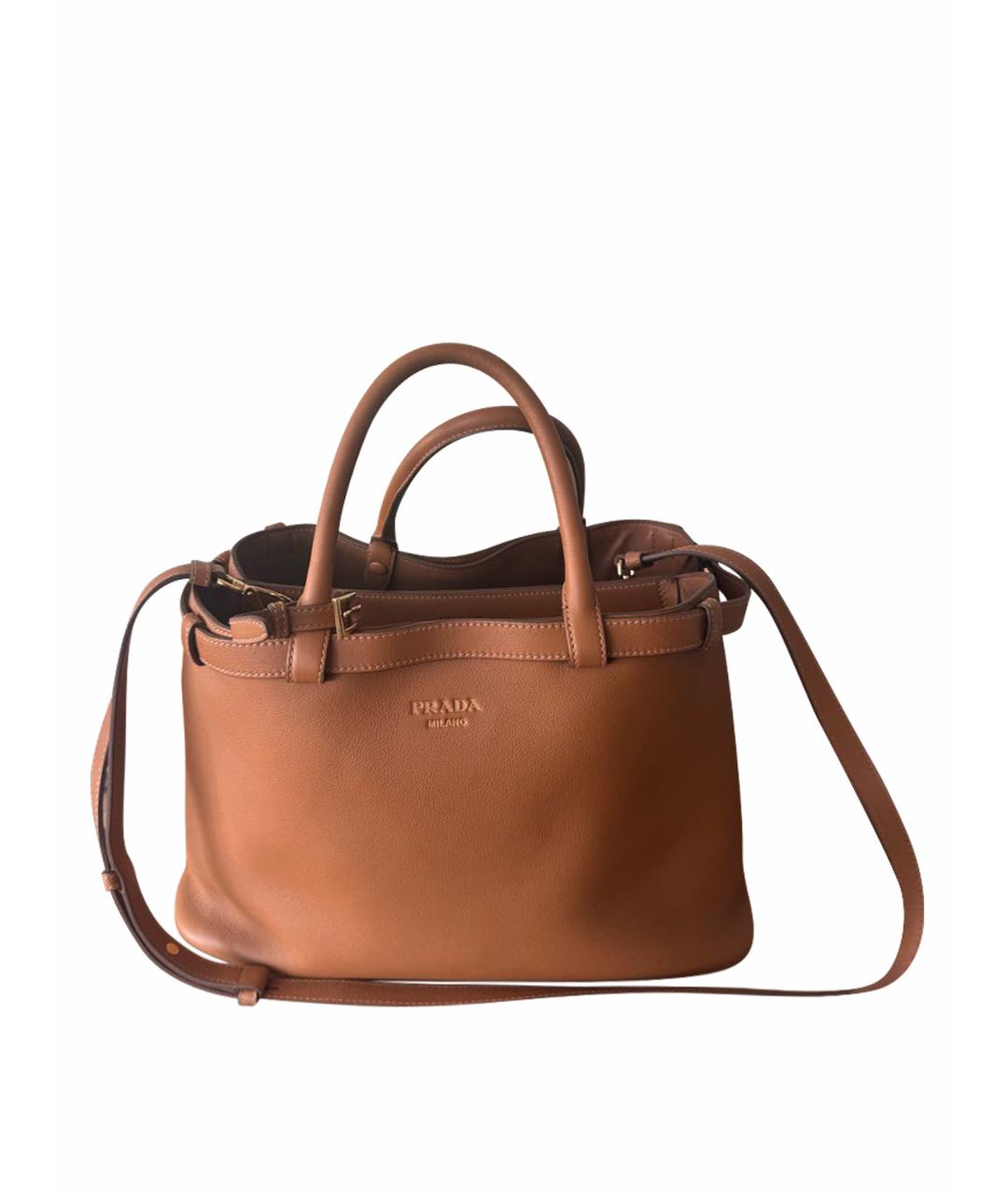 PRADA Коричневая кожаная сумка тоут, фото 1