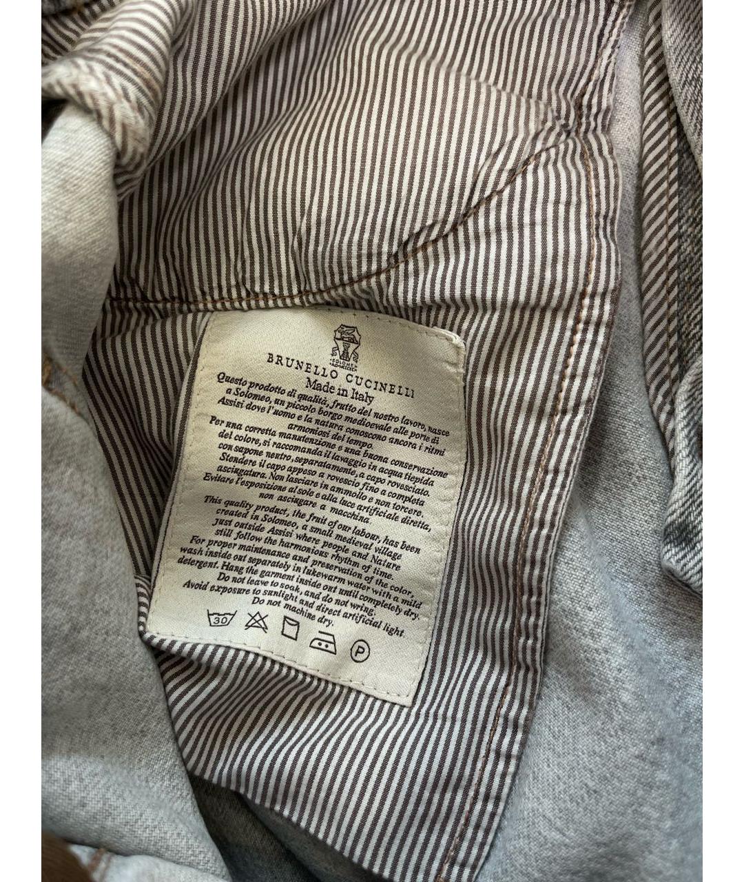 BRUNELLO CUCINELLI Серые хлопковые прямые джинсы, фото 5