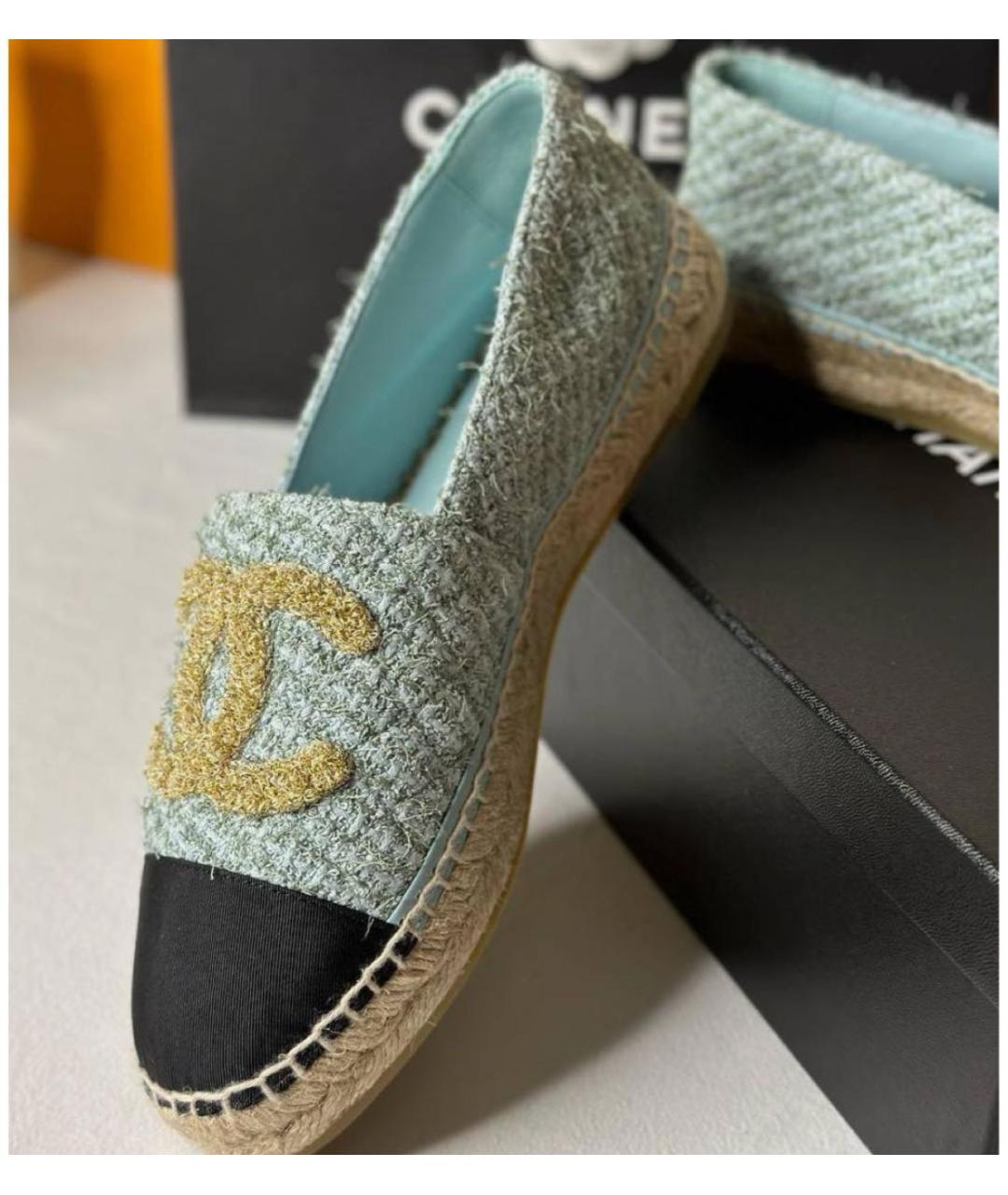 CHANEL Бирюзовые текстильные эспадрильи, фото 2