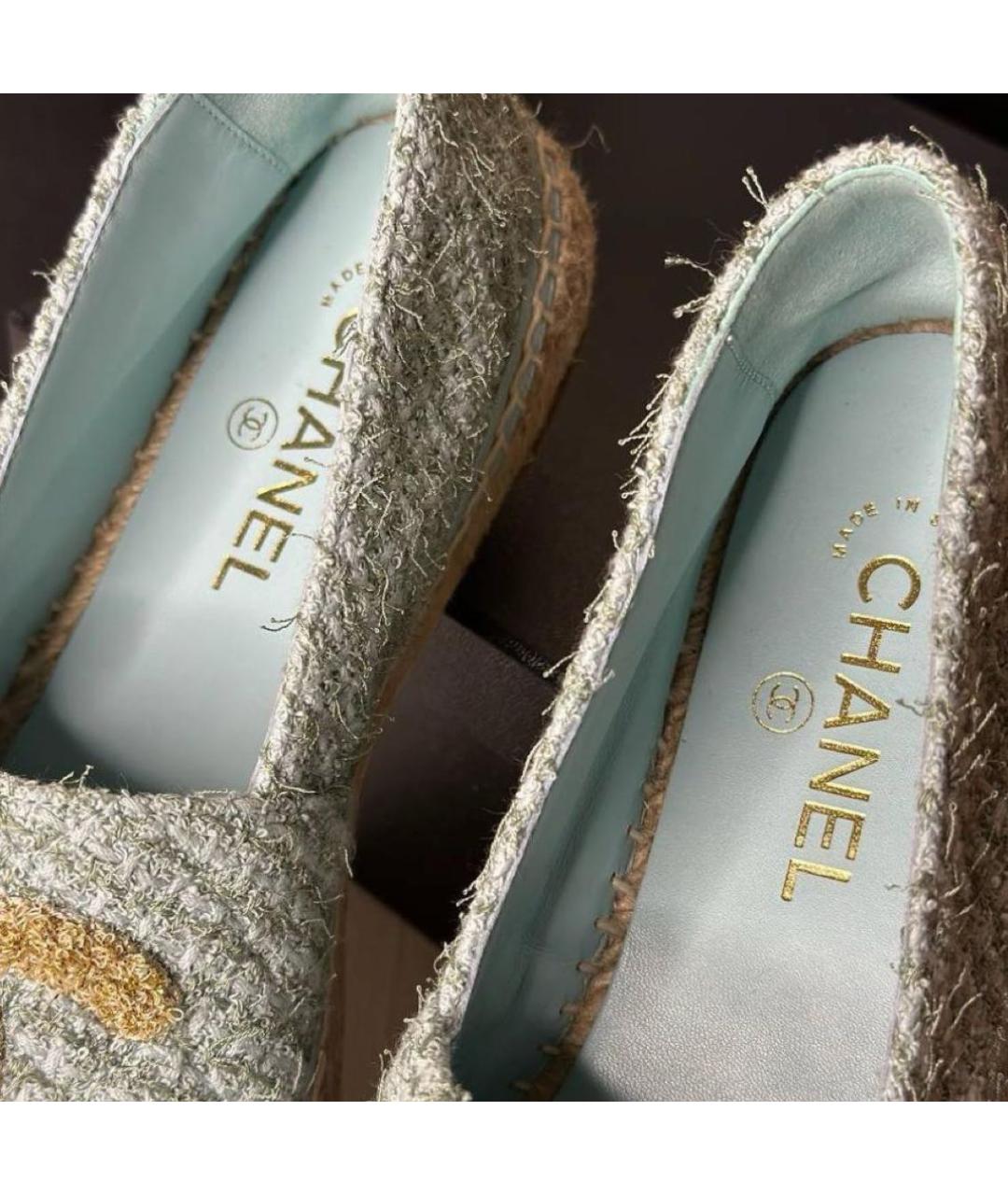 CHANEL Бирюзовые текстильные эспадрильи, фото 3