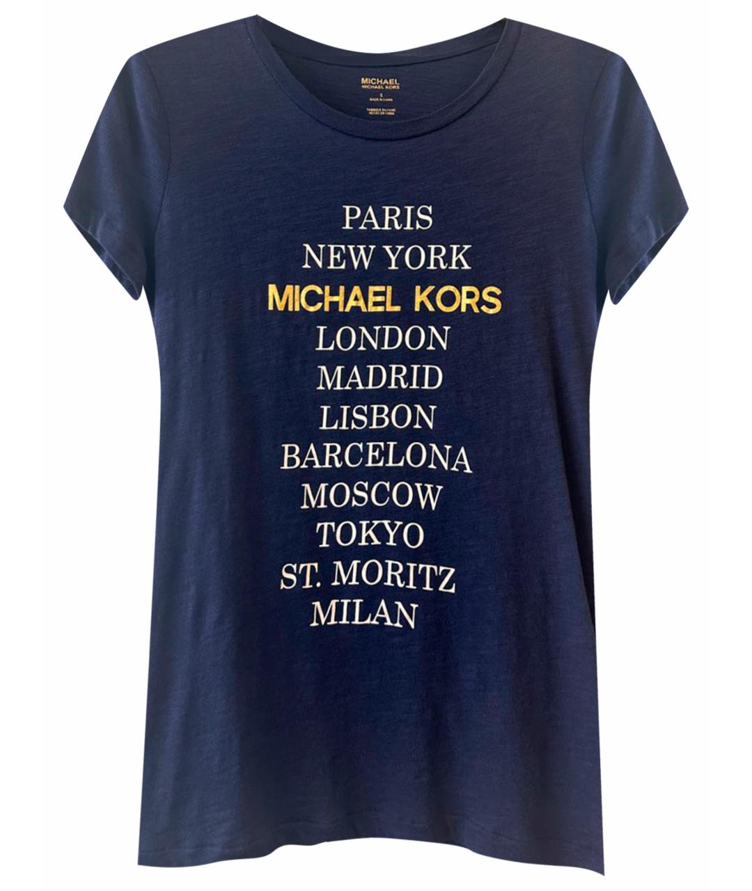 MICHAEL MICHAEL KORS Темно-синяя хлопковая футболка, фото 1
