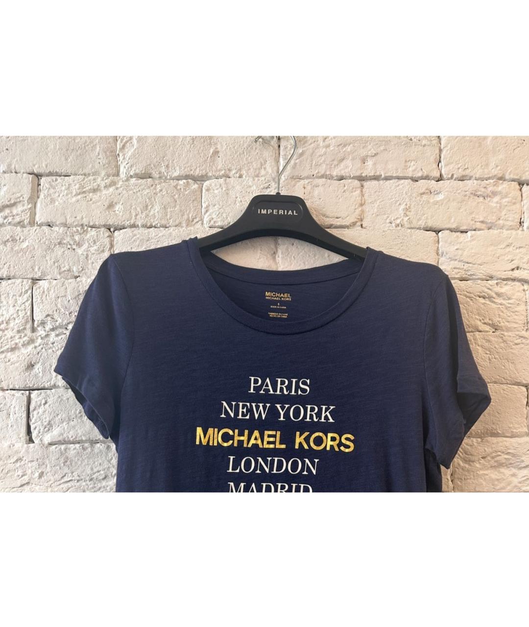 MICHAEL MICHAEL KORS Темно-синяя хлопковая футболка, фото 3
