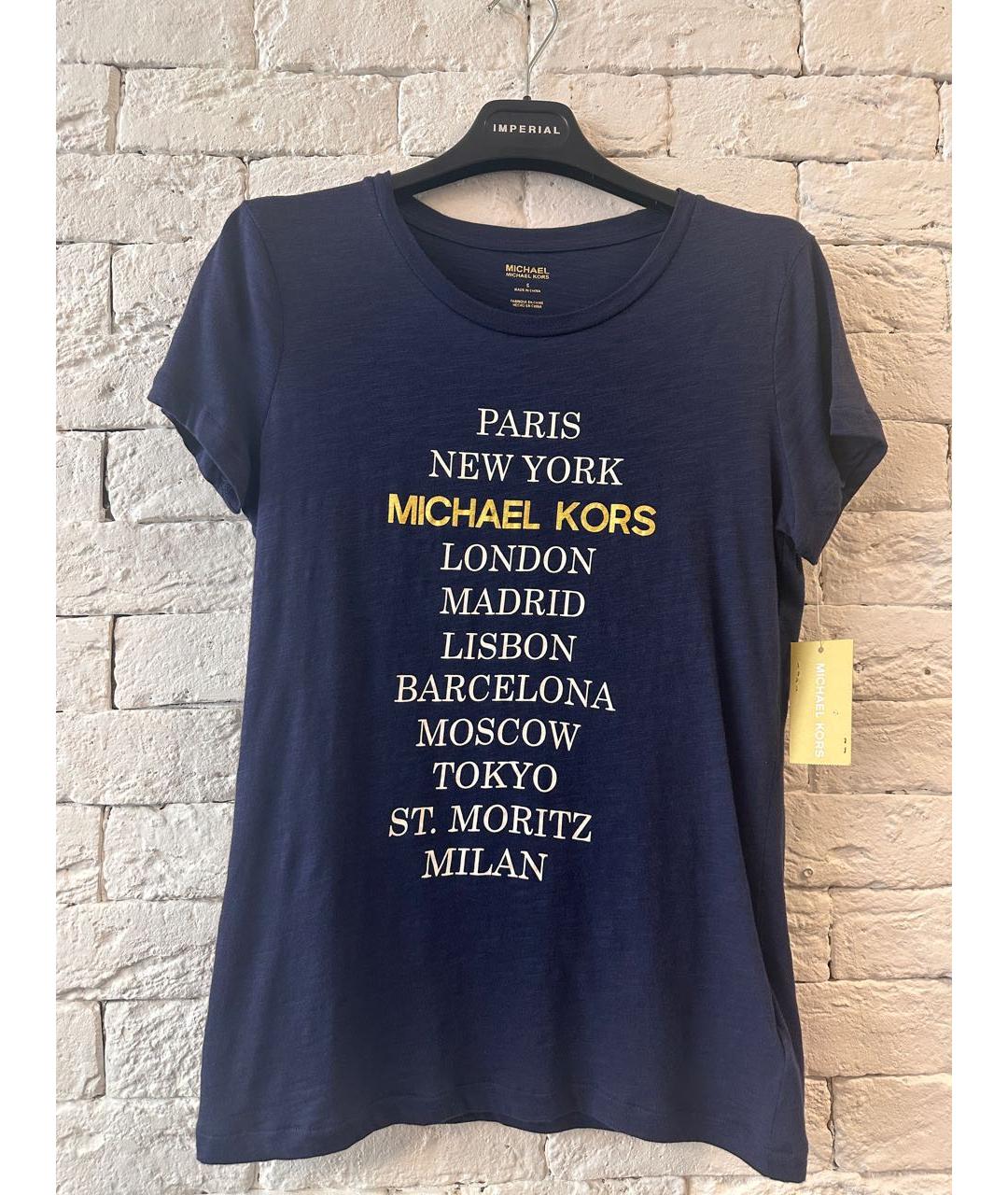 MICHAEL MICHAEL KORS Темно-синяя хлопковая футболка, фото 7