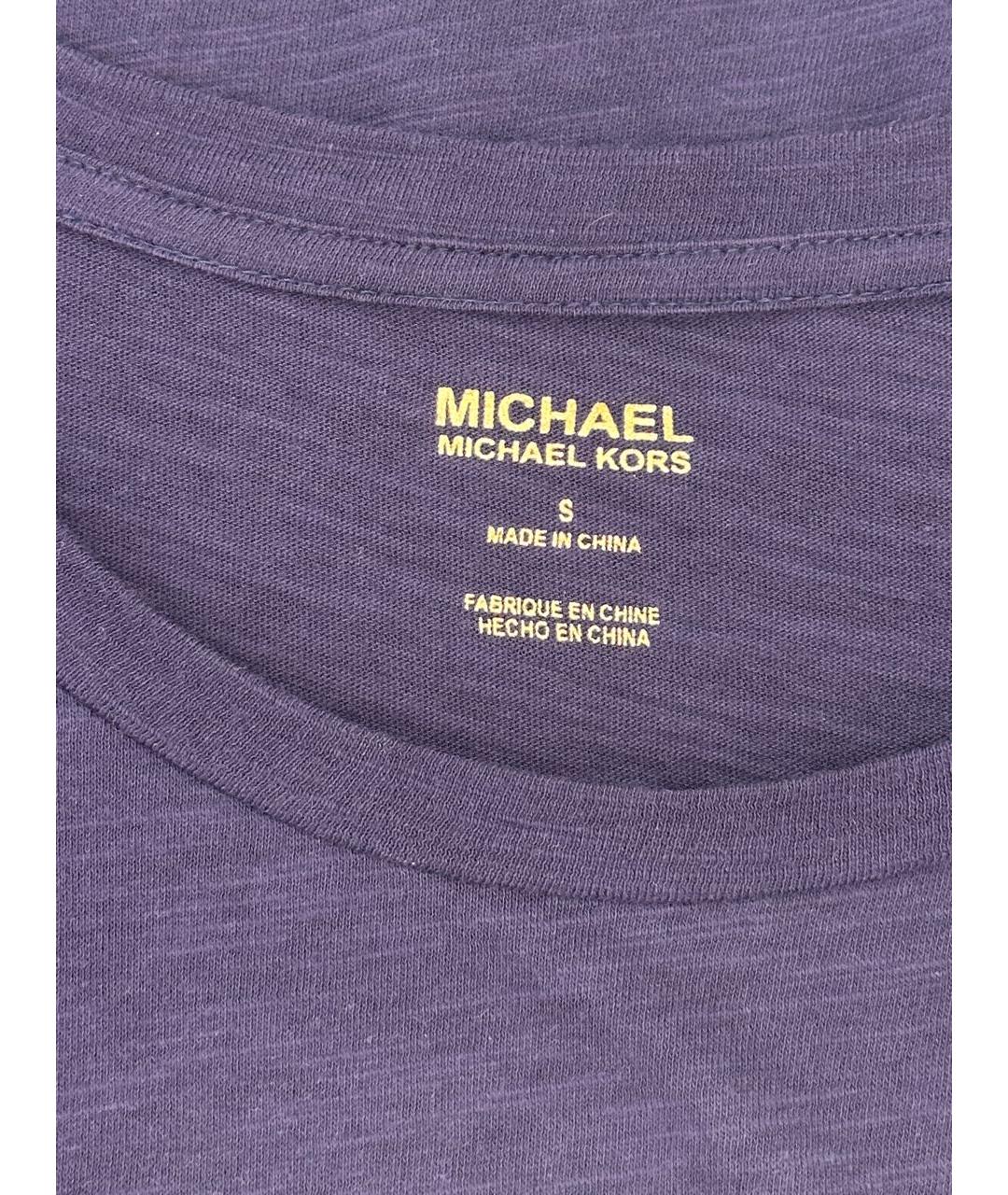 MICHAEL MICHAEL KORS Темно-синяя хлопковая футболка, фото 4