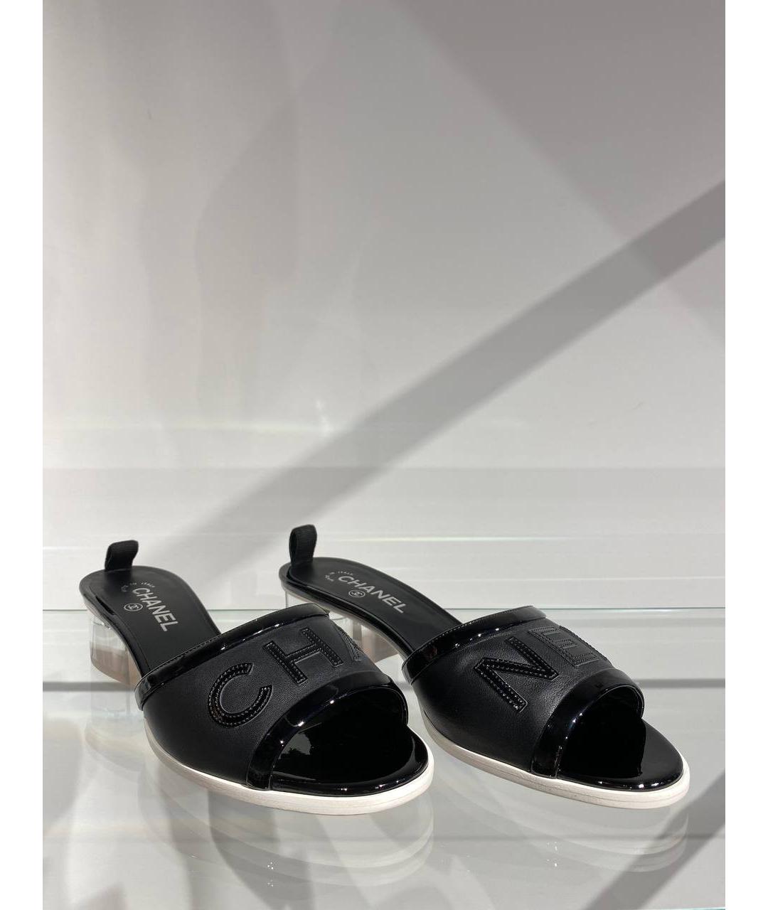 CHANEL Черные кожаные босоножки, фото 3
