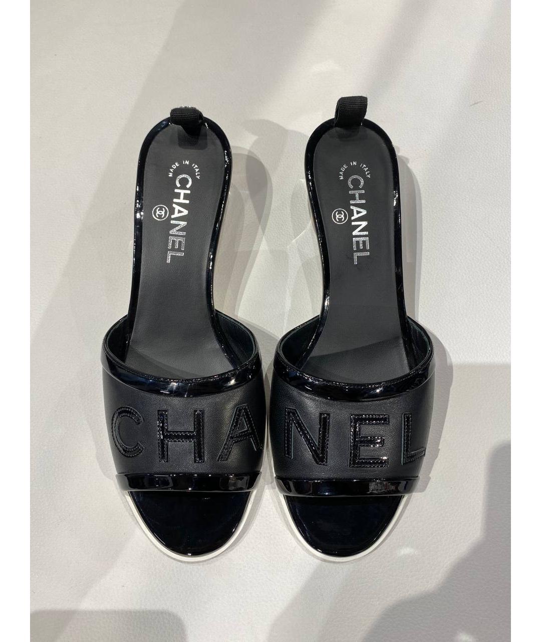 CHANEL Черные кожаные босоножки, фото 2