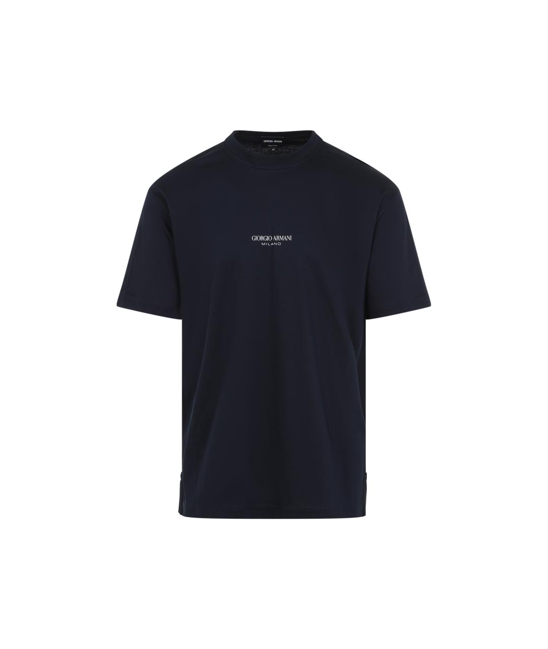 GIORGIO ARMANI Темно-синяя хлопковая футболка, фото 1