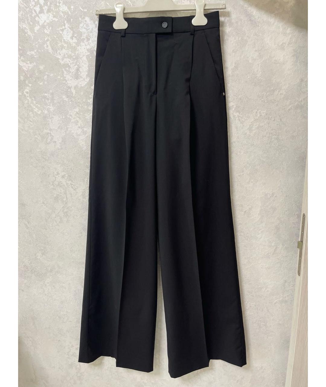 SPORTMAX Черные шерстяные брюки широкие, фото 8