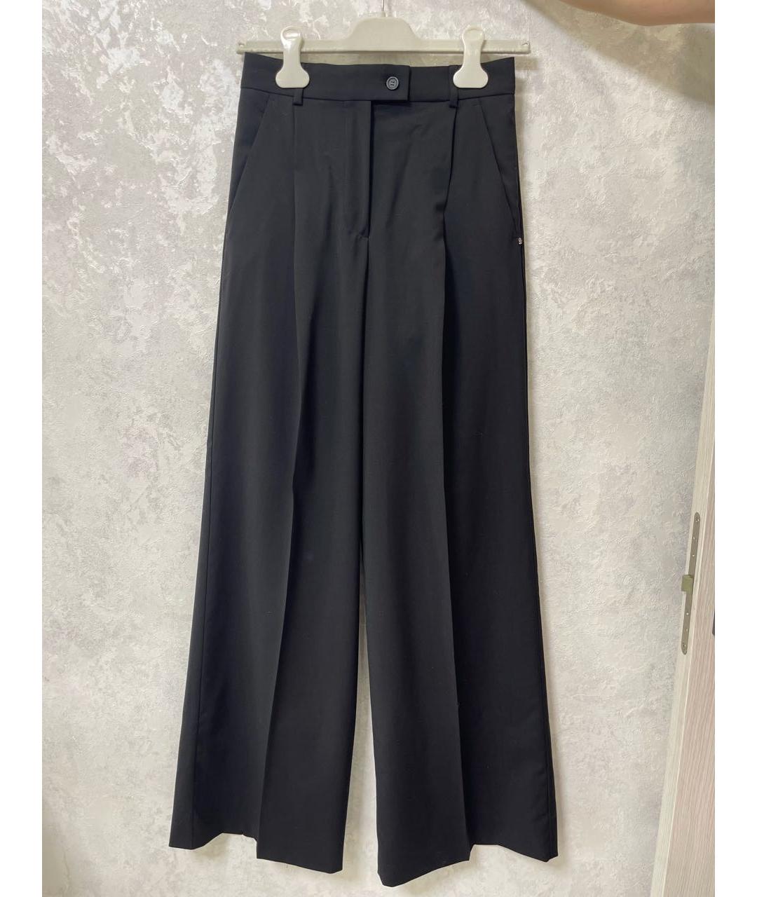 SPORTMAX Черные шерстяные брюки широкие, фото 2