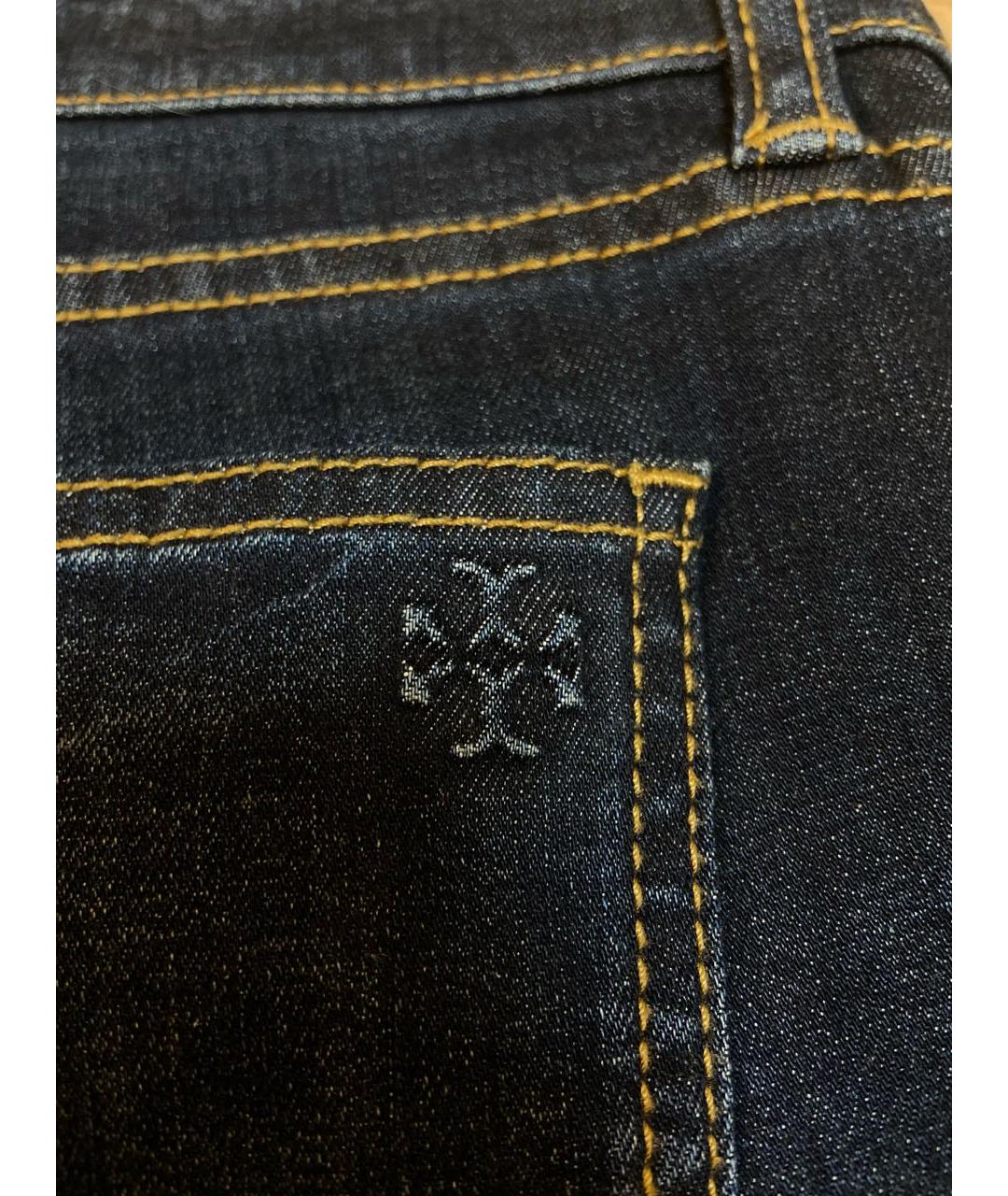 TORY BURCH Темно-синие хлопко-эластановые прямые джинсы, фото 7