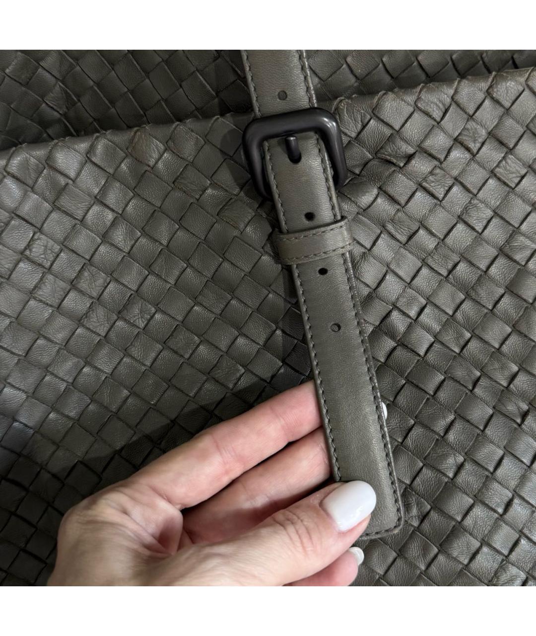 BOTTEGA VENETA Хаки кожаная сумка тоут, фото 4
