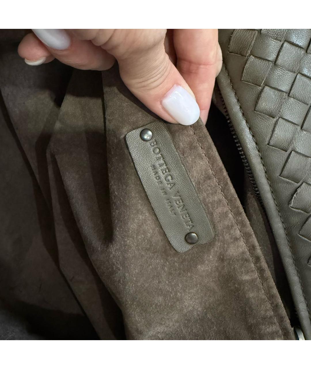 BOTTEGA VENETA Хаки кожаная сумка тоут, фото 2