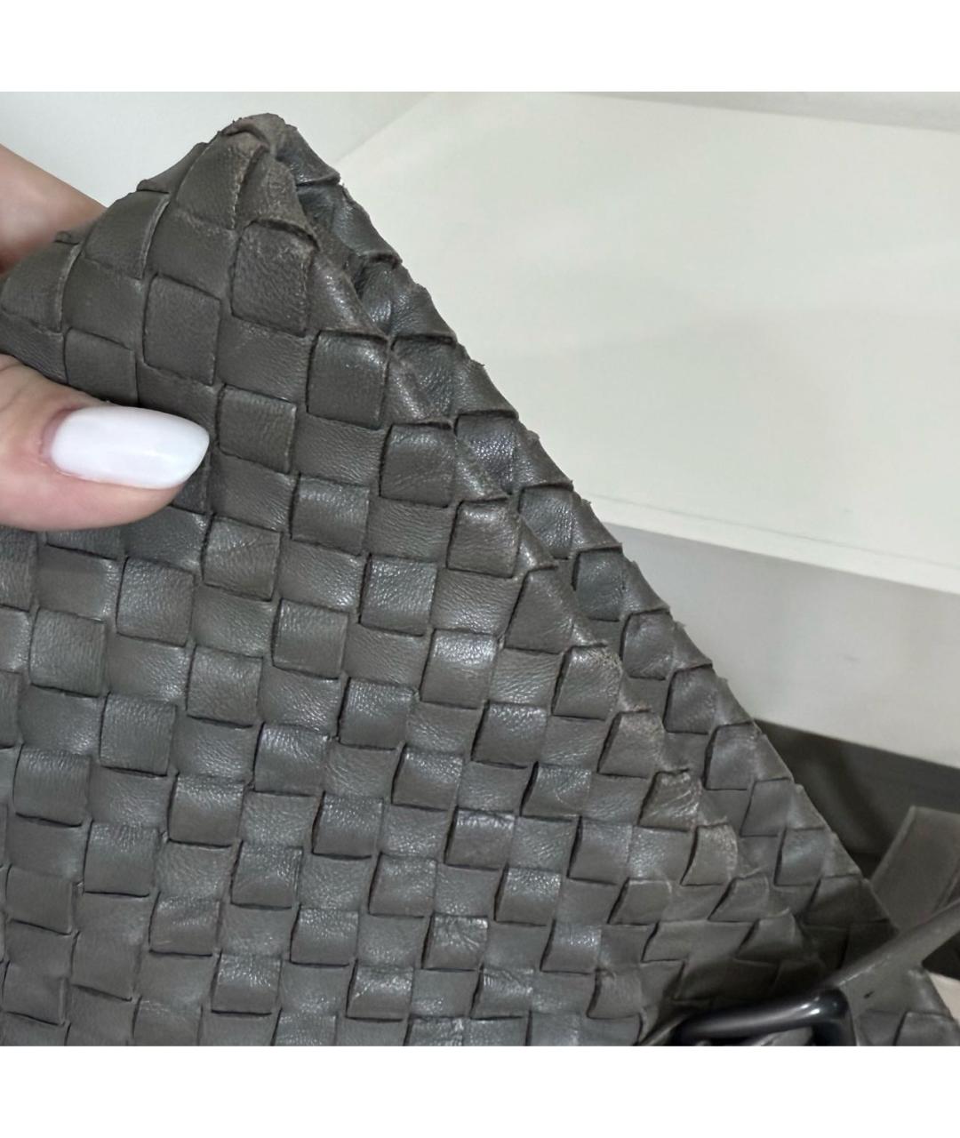 BOTTEGA VENETA Хаки кожаная сумка тоут, фото 6