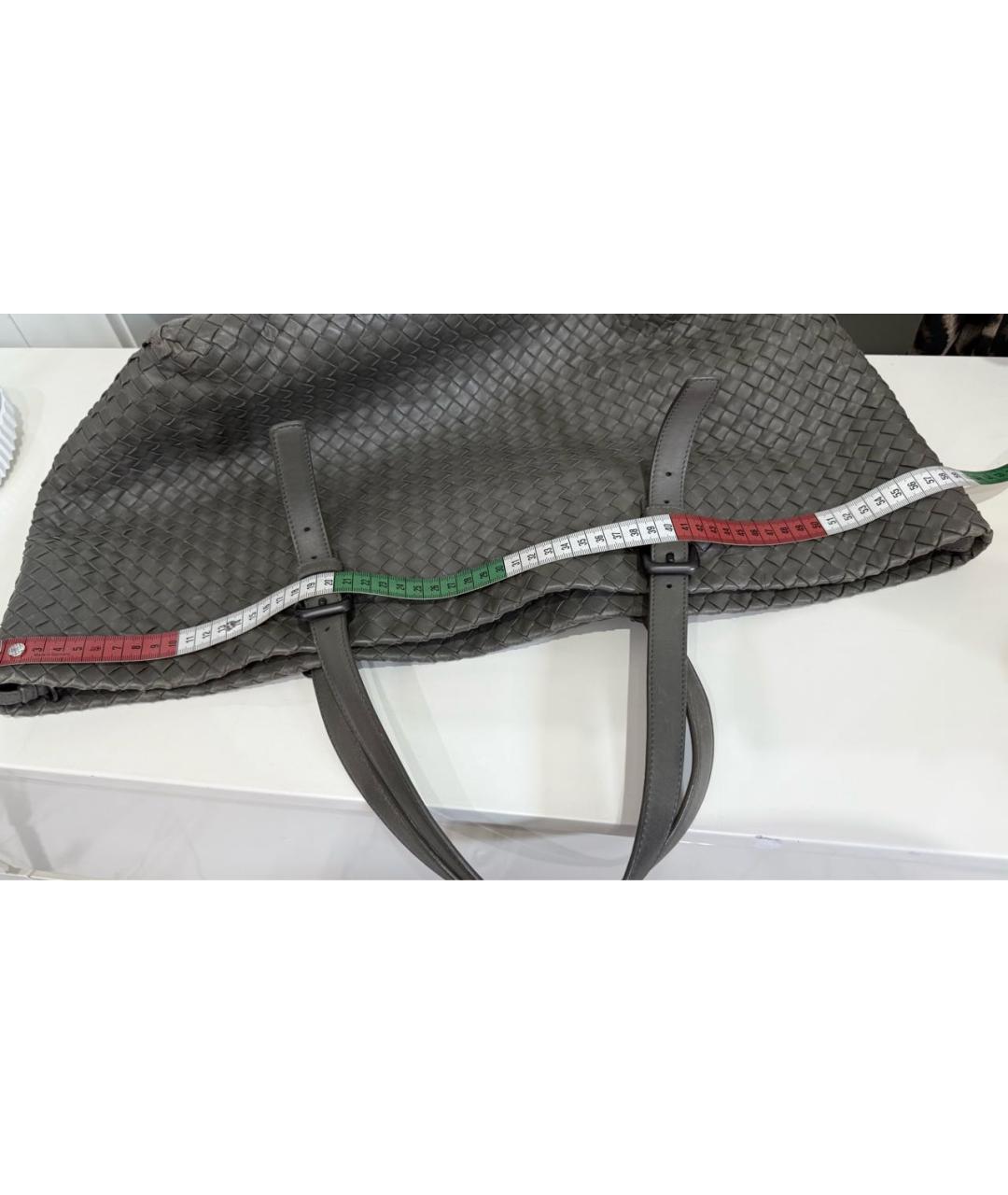 BOTTEGA VENETA Хаки кожаная сумка тоут, фото 8